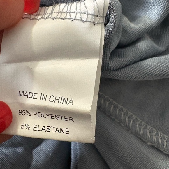 Elegant Simplee Plus, Steel Blue Ribbed Velour High Low Wrap Dress. Short Sleeve - Picture 9 of 16